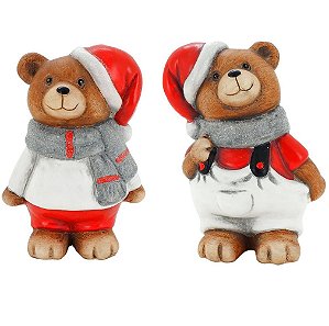 Jogo Mini Urso Pelúcia Natal Gorrinho e Cachecol 12cm 3 Pç