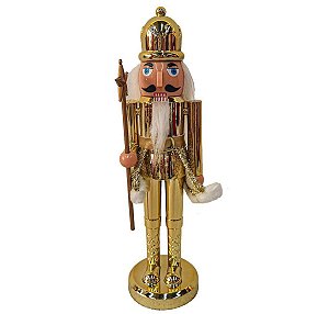 Quebra Nozes Decorativo Natal Pintura Eletroestática Dourado Gold 17cm - Magizi