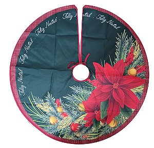 Saia para Árvore de Natal Estampada Bico de Papagaio Feliz Natal 90cm - Magizi