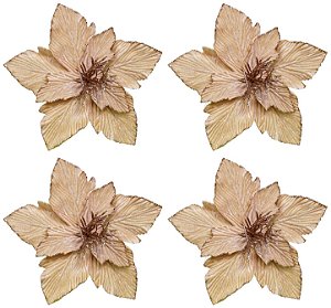 Jogo 4 Flores Bico de Papagaio Vermelho Luxo Champanhe Frisse - Magizi