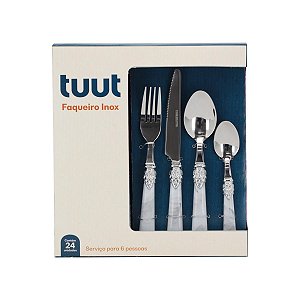 Faqueiro Aço Inox Cabo Design Taiti Premium Luxo 24 Peças - Tuut