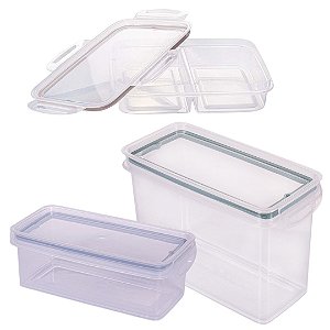 Kit Porta Mantimentos e Porta Frios 2 Divisórias Hermético Trava Mais 3 Peças - Plasútil