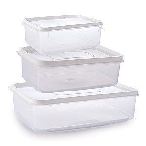 Kit Pote Retangular Moduline Freezer e Micro-ondas Super Resistente 3 Tamanhos - Plasútil