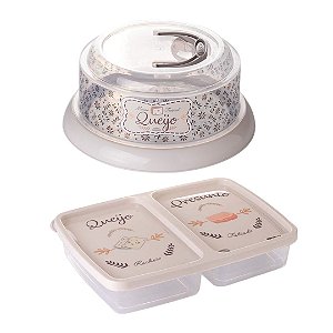 Kit Queijeira e Porta Frios 2 Divisórias Plástico Premium Decor - Plasútil