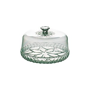 Queijeira Porta Bolo Acrílico Cristal Verde Glamour - Plasútil