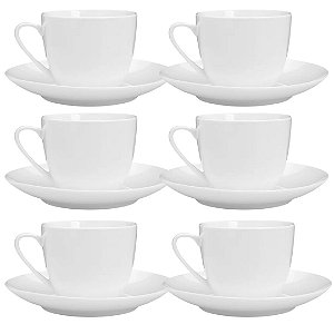 Jogo de Xícara Com Pires Para Chá Porcelana Clean Prime 220ml - Lyor