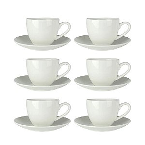 Jogo de Xícara Com Pires Para Café Porcelana Clean Prime 100ml - Lyor