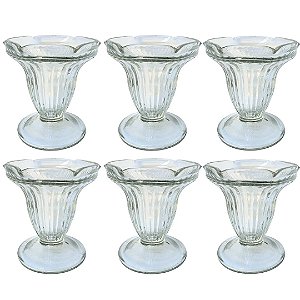 Conjunto 6 Taças Para Sundae e Sobremesas Vidro Vintage Prime 130ml - Mundial Casa