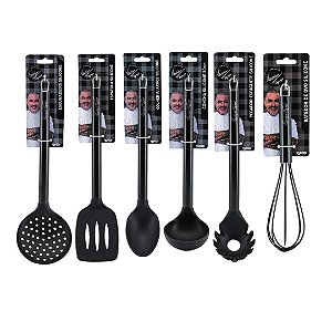 Jogo 6 Utensílios Silicone Black Premium Henrique Fogaça Incluso Fouet - Tuut