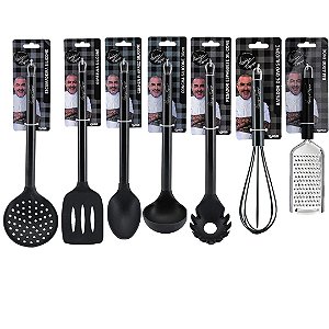 Jogo 7 Utensílios Silicone Black Premium Henrique Fogaça Incluso Ralador - Tuut
