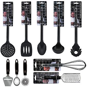 Super Jogo 10 Utensílios Silicone Black Premium Henrique Fogaça Incluso Ralador e Fouet - Tuut