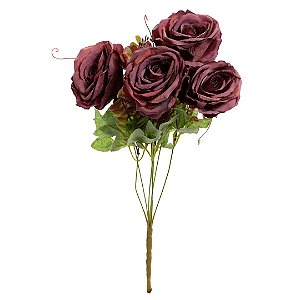 Buquê de Rosas 7 Flores Lilás Rustic 40cm - Vivaflor Decor