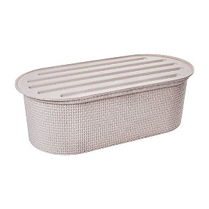 Porta Pão Com Migalheira Tear 4 Litros Branco Creme - Plasútil