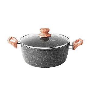 Panela Caçarola Antiaderente Revestimento Cerâmica Fundo Indução Cinza Marmorizado 22cm - Fratelli
