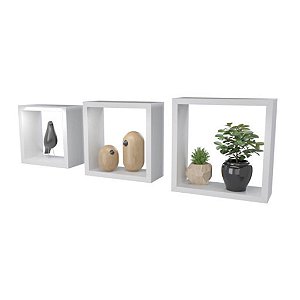 Conjunto 3 Nichos Decorativos MDF Branco Premium - DiCarlo