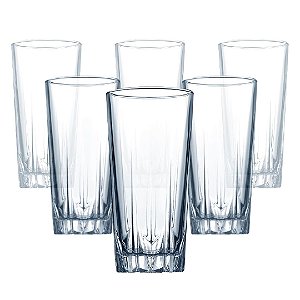 Jogo De 6 Copos Long Drink Alto Vidro Premium Transparente Karat 320ml - Pasabahçe