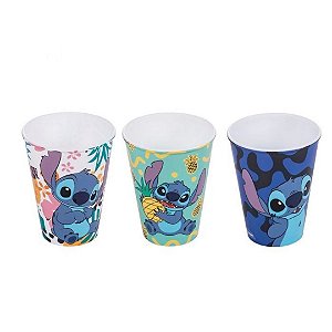 Kit 3 Copos Infantil Stitch Disney 280ml Estampas Sortidas - Plasútil