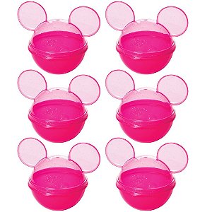 Kit 6 Porta Doces e Balas Lembrancinha Aniversário Minnie 220ml Rosa - Plasútil