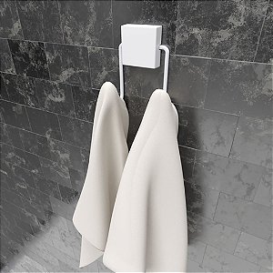 Jogo Gancho Duplo e Porta Papel Higiênico Banheiro Aço Exclusive Branco - DiCarlo