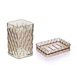 Jogo para Banheiro Glamour Porta Escova de Dente e Porta Sabonete - Plasútil