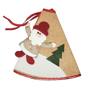 Saia para Árvore de Natal Decorada Rústica Bege Papai Noel 60cm - Master Christmas