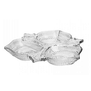 Petisqueira de Cristal com 3 Divisórias Vintage 26cm x 4cm - Lyor