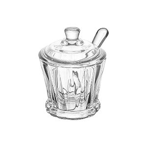 Açucareiro Cristal com Tampa e Colher Radial 210ml - Lyor