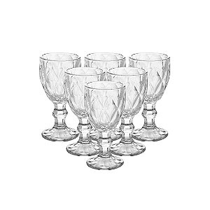 Conjunto 6 Taças de Licor Vidro Diamond 50ml - Lyor