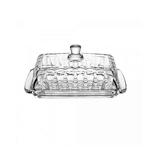 Manteigueira de Cristal com Tampa Radial 18cm - Lyor
