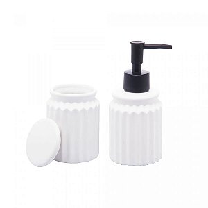 Conjunto 2 Peças para Banheiro de Cerâmica Stripes Branco - Lyor