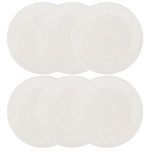 Jogo 6 Pratos para Sobremesa de Porcelana Clean 20cm - Lyor