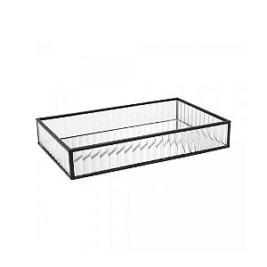 Bandeja de Metal com Espelho Preta 15cm x 25cm x 4cm - Lyor