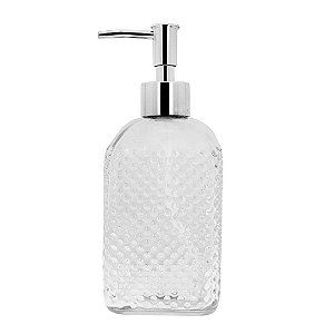 Saboneteira Porta Sabonete Líquido Vidro Clear Point Relevo 500ml - Tuut