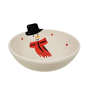 Bowl Cerâmica Natal Boneco de Neve Alto-Relevo 13cm 250ml - Master Christmas