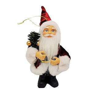 Papai Noel Decorativo Casaco Vinho Luxo 15cm - Magizi