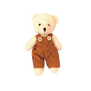 Ursinho Pelúcia Pendente Natal Menino Roupa Canelada Caramelo 13cm - Magizi