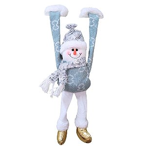 Boneco de Neve Dependurado Pelúcia Natal Peso nas Mãos Decora Prateleira 48cm - Art Christmas