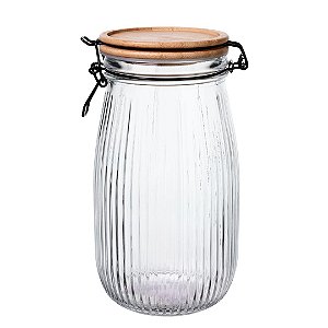 Pote Vidro Hermético Versalhes Tampa Bambu Trava Prime 1700ml - Lehaví