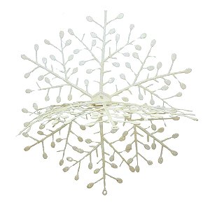 Floco de Neve Decorativo 3D Glitter Brilho Branco 30x30cm - Nataluz