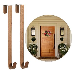 Kit 2 Suportes Metal Rosê Gold 37cm Para Guirlanda Encaixe Porta - Magizi