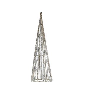 Árvore Cone Aramado Champanhe Line Algodão Brilho Suave 40cm - Magizi