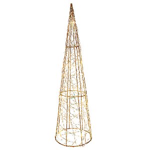 Árvore Cone Aramado Dourado Iluminada 60cm Trançado Fio Furta Cor - Magizi