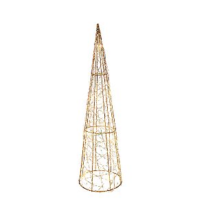 Árvore Cone Aramado Dourado Iluminada 50cm Trançado Fio Furta Cor - Magizi