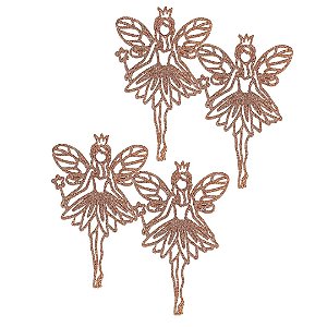 Kit Fada Gliter Rosê Gold 14cm Enfeite Natalino Fadinha 4 Peças - Magizi