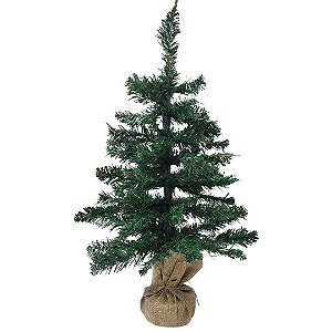 Pinheiro De Mesa Rústico Base Linho Juta 60cm - Bela Flor