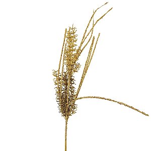 Galho Decorativo Natal Alecrim Glitter Dourado Luxo 57cm - Bela Flor
