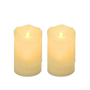 Jogo 2 Velas Eletrônica LED Efeito Moving Realista 12cm x 7,5cm - Bela Flor