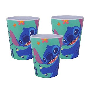 Kit 3 Copos Infantil Melamina Stitch Disney 300ml - Tuut