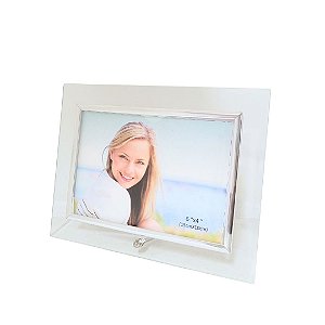 Porta Retrato Vidro Reto Prime Borda Prata 10x15 Horizontal - Tuut