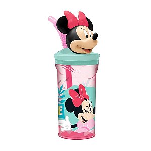 Copo 3D Infantil Com Canudo Minnie Mouse Disney 360ml - Tuut